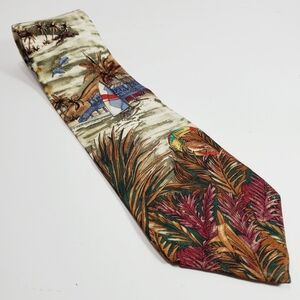 Tango Tropicals Multicolor Toucan Beach Pattern Men's Silk Neck Tie 57x4"